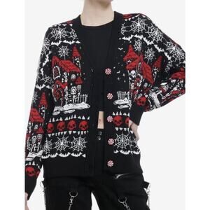 Social Collision Haunted Gingerbread House Cardigan Women’s S/M Goth Grunge NWT